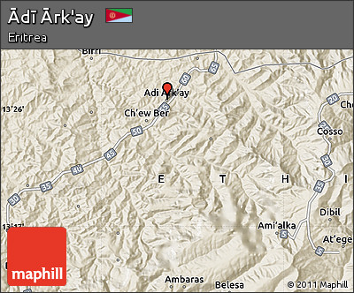 Shaded Relief Map of Ādī Ārk'ay