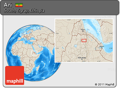 Shaded Relief Location Map of Ari