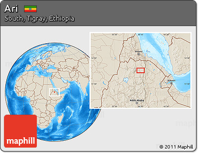 Shaded Relief Location Map of Ari