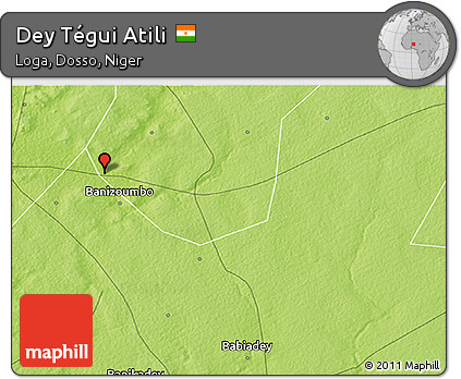 Physical 3D Map of Dey Tégui Atili
