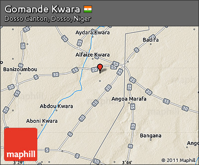 Shaded Relief Map of Gomande Kwara