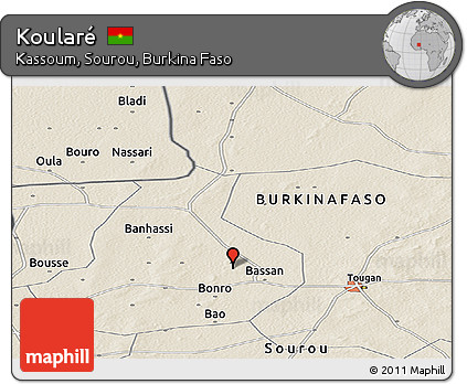 Shaded Relief Panoramic Map of Koularé