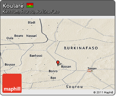 Shaded Relief Panoramic Map of Koularé