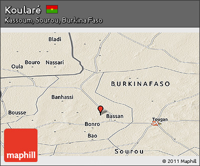 Shaded Relief Panoramic Map of Koularé