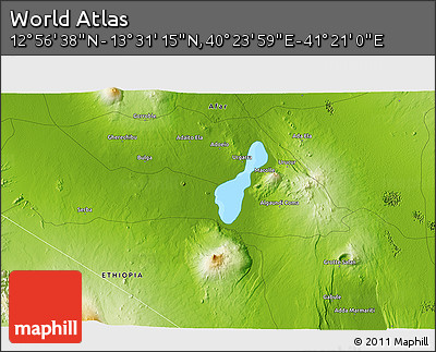 Physical 3D Map of the Area around 13° 13' 56" N, 40° 52' 30" E