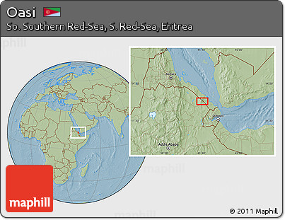 Savanna Style Location Map of Oasi, hill shading