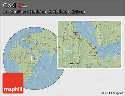 Savanna Style Location Map of Oasi, hill shading