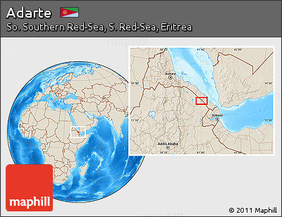 Shaded Relief Location Map of Adarte