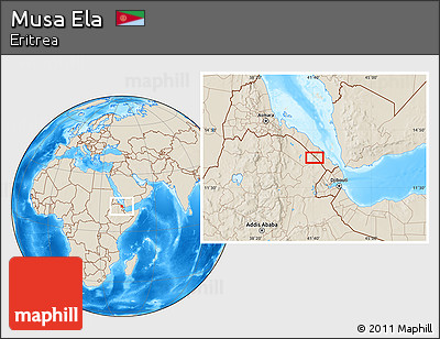 Shaded Relief Location Map of Musa Ela