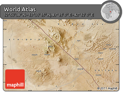 Satellite Map of the Area around 13° 13' 56" N, 41° 43' 30" E