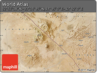Satellite Map of the Area around 13° 13' 56" N, 41° 43' 30" E