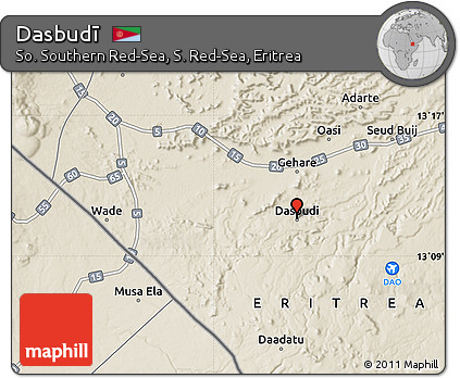 Shaded Relief Map of Dasbudī