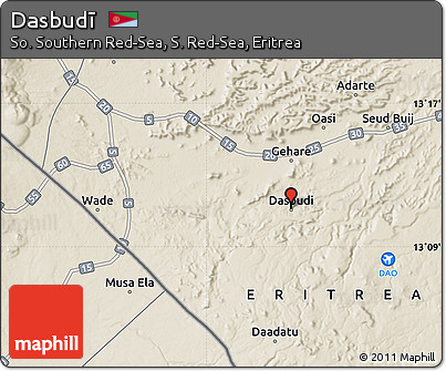 Shaded Relief Map of Dasbudī