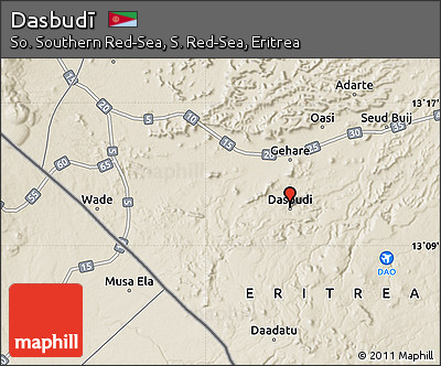 Shaded Relief Map of Dasbudī