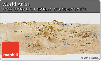 Satellite Panoramic Map of the Area around 13° 13' 56" N, 41° 43' 30" E