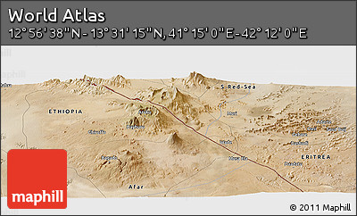 Satellite Panoramic Map of the Area around 13° 13' 56" N, 41° 43' 30" E