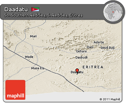 Shaded Relief Panoramic Map of Daadatu