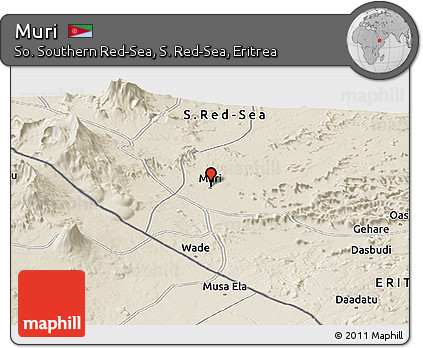 Shaded Relief Panoramic Map of Muri