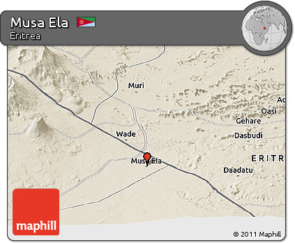Shaded Relief Panoramic Map of Musa Ela