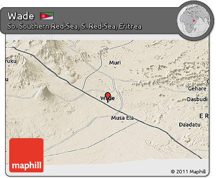 Shaded Relief Panoramic Map of Wade