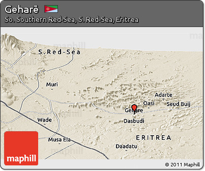 Shaded Relief Panoramic Map of Geharē