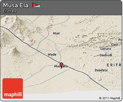 Shaded Relief Panoramic Map of Musa Ela