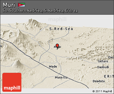Shaded Relief Panoramic Map of Muri