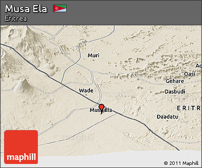 Shaded Relief Panoramic Map of Musa Ela