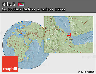 Savanna Style Location Map of Bīhdē, hill shading