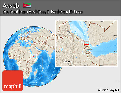 Shaded Relief Location Map of Assab