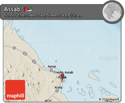 Shaded Relief Map of Assab