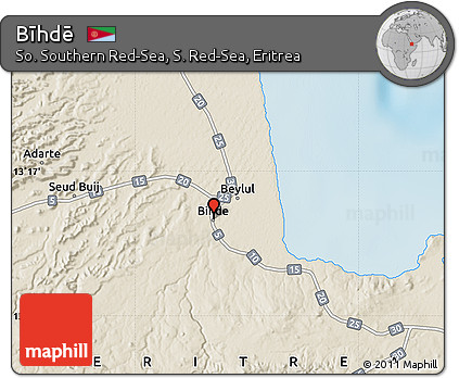 Shaded Relief Map of Bīhdē