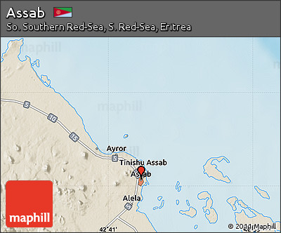 Shaded Relief Map of Assab