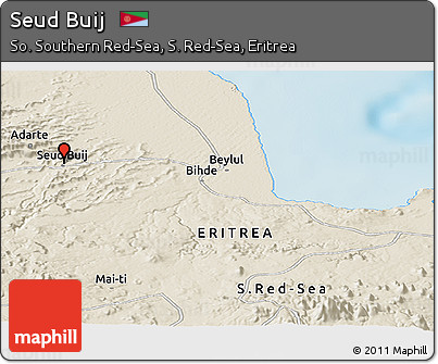 Shaded Relief Panoramic Map of Seud Buij