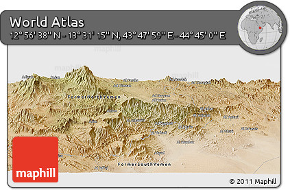 Satellite Panoramic Map of the Area around 13° 13' 56" N, 44° 16' 29" E