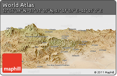 Satellite Panoramic Map of the Area around 13° 13' 56" N, 44° 16' 29" E