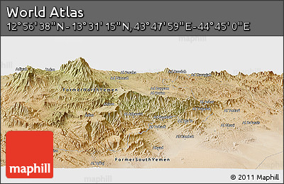 Satellite Panoramic Map of the Area around 13° 13' 56" N, 44° 16' 29" E