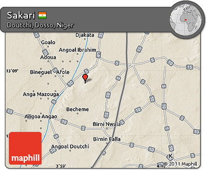 Shaded Relief Map of Sakari