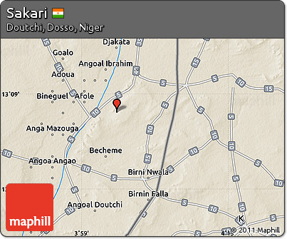 Shaded Relief Map of Sakari