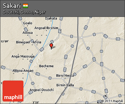 Shaded Relief Map of Sakari
