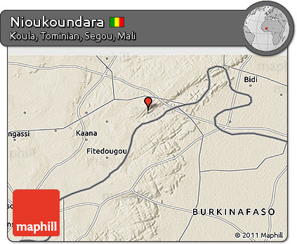 Shaded Relief 3D Map of Nioukoundara