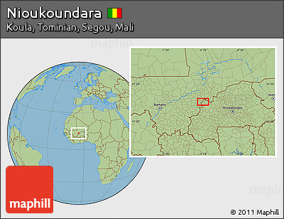 Savanna Style Location Map of Nioukoundara