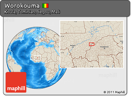 Shaded Relief Location Map of Worokouma