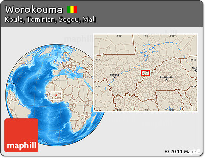 Shaded Relief Location Map of Worokouma