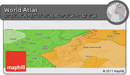 Political Panoramic Map of the Area around 13° 13' 56" N, 4° 10' 30" W