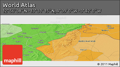 Political Panoramic Map of the Area around 13° 13' 56" N, 4° 10' 30" W