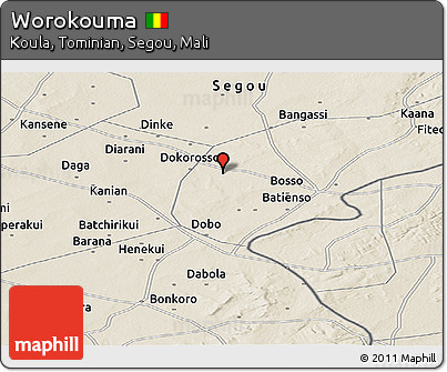 Shaded Relief Panoramic Map of Worokouma