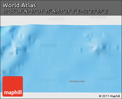 Physical 3D Map of the Area around 13° 13' 56" N, 51° 55' 29" E