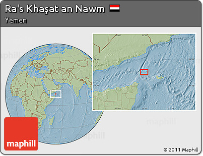 Savanna Style Location Map of Ra's Khaşat An Nawm, hill shading