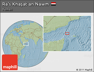 Savanna Style Location Map of Ra's Khaşat An Nawm, hill shading